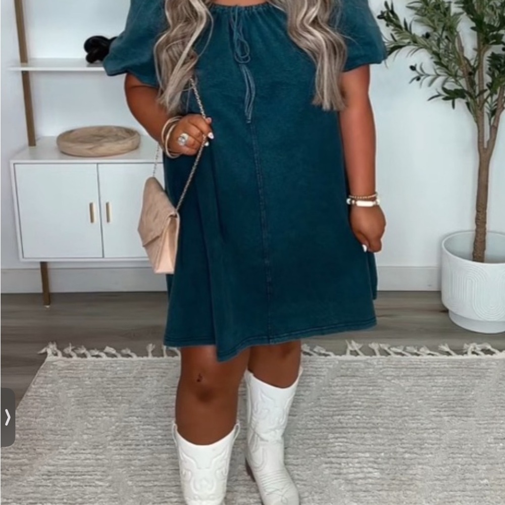 Elegant Blue Denim Dress